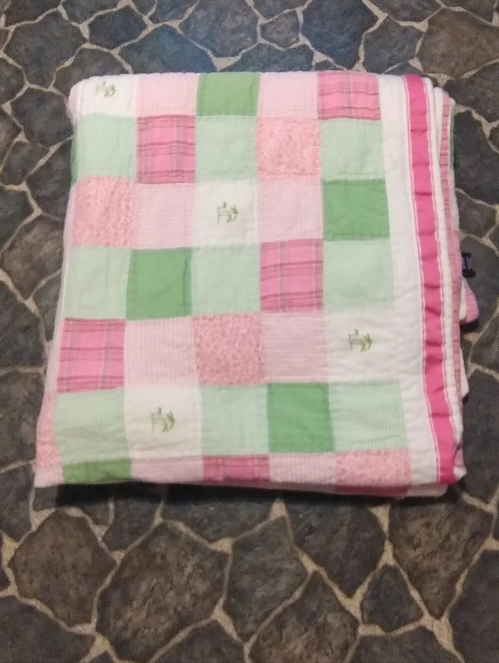 NAUTICA patchwork quilt palm trees full size 2 matching pillowcases VINTAGE